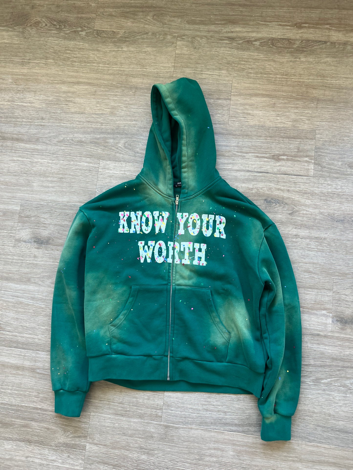 Green Know Your Worth Zipup