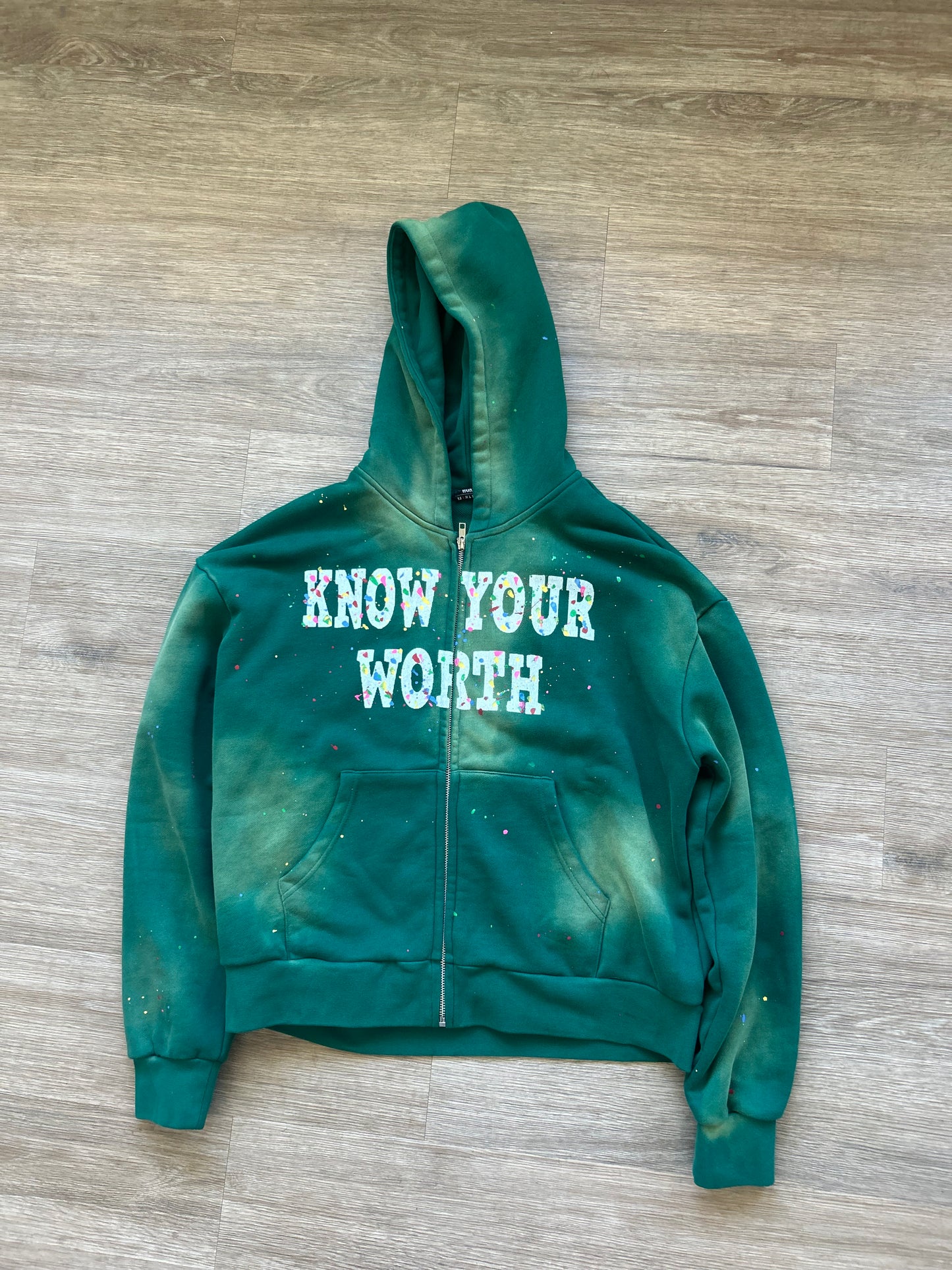 Green Know Your Worth Zipup