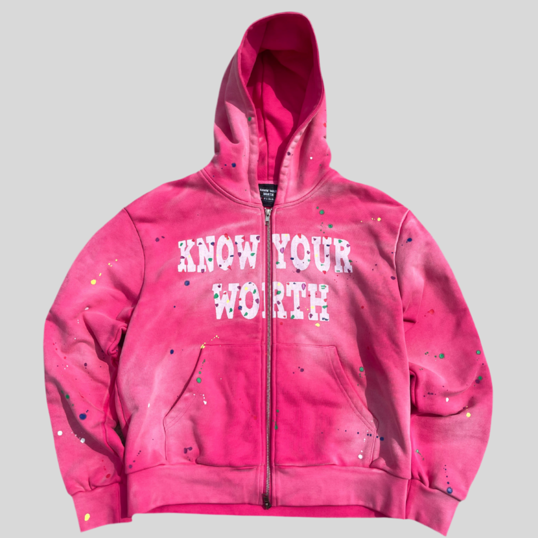 Pink Know Your Worth Zipup