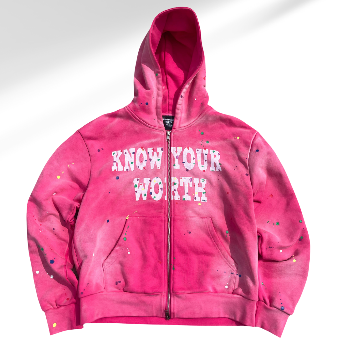 Pink Know Your Worth Zipup