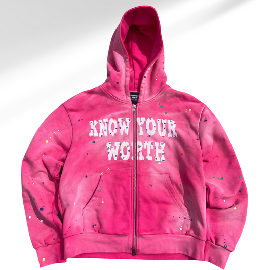 Pink Know Your Worth Zipup